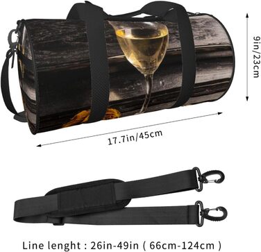 Спортивна сумка, дорожня сумка, вінтажний дизайн Троянда та виноград на клавіатурі, сумка для подорожей на ніч, чорна, універсальний розмір