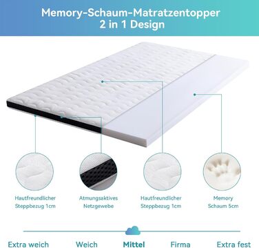 Наматрацник Storeo Basics Comfort з піни з ефектом пам&39яті, плюшевий, 180 x 200 см, висота 7 см, білий 180 x 200 x 7 см