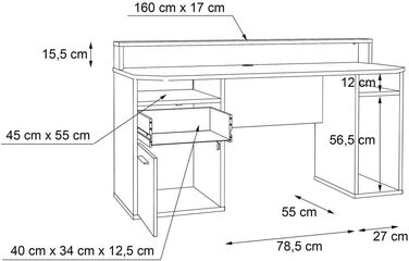Ігровий стіл Forte Tezaur, 160 x 91 x 72 см, дерев'яний композит, чорний матовий