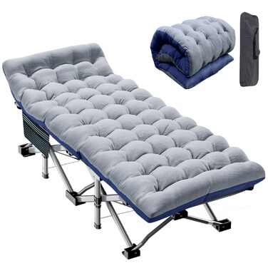 Туристичне ліжко з матрацом, максимальне навантаження 200 кг, розкладне похідне ліжечко 190 x 71 x 36 см, сталевий каркас та тканинне покриття Pxford, розкладне ліжко, гостьове ліжко для дорослих, кемпінг у приміщенні/на вулиці, сад, офіс, 190 x 71 x 36 с