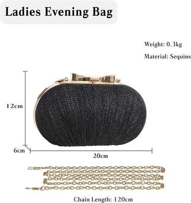 Чорна вечірня сумочка-клатч з блискітками та паєтками, елегантна сумочка на ланцюжку для весілля та особливих подій