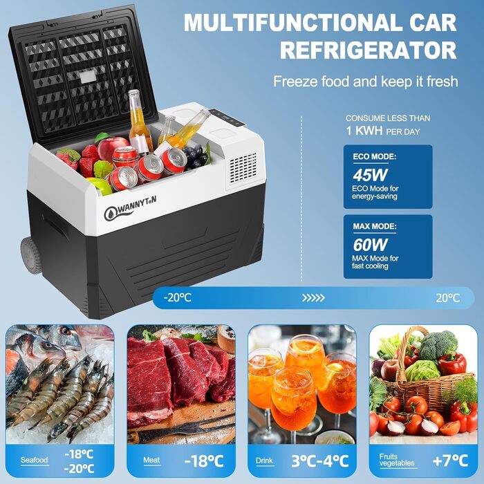 Електричний компресорний холодильник, автомобільний холодильник 58 літрів, 12/24/100-240 В, міні-холодильник для автомобіля, ванта