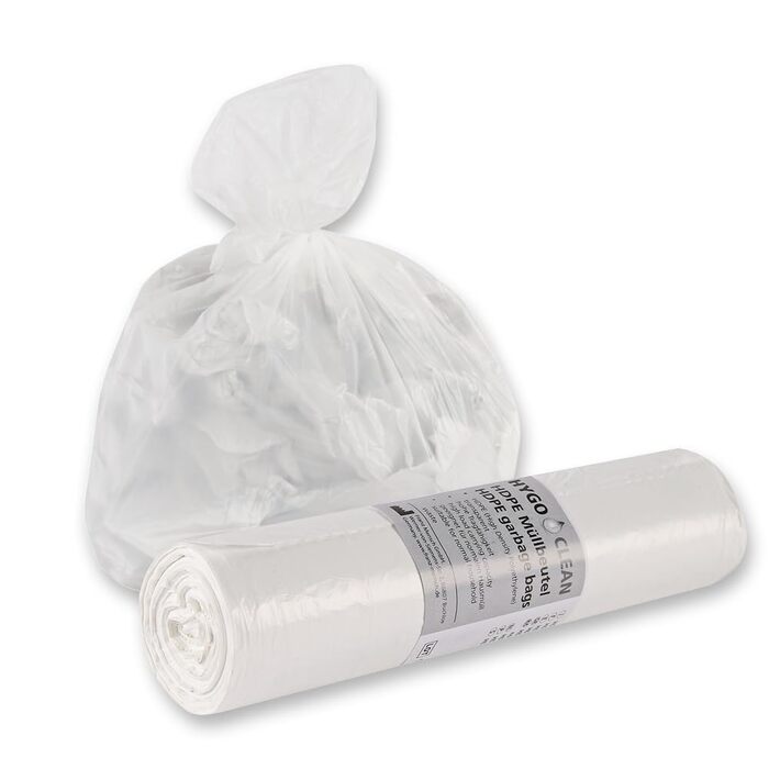 Сміттєвих пакетів Hygoclean Light, 60 л HDPE, рулон, прозорі, Д 75 см, Ш 64 см, 10 мкм, картон, сміттєві пакети, пакети для відходів, пакети для сміття, пакети для побутових відходів, пакети для відходів, 600