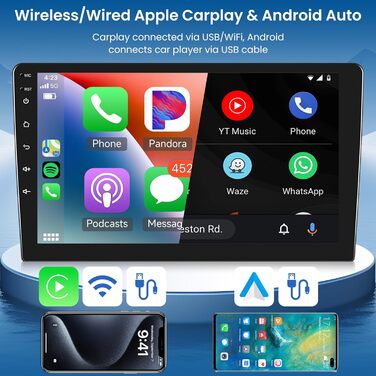 Автомобільна стереосистема 2G64G Android 2 Din для Peugeot 508 2011-2018 з бездротовим Apple Carplay Android Car Navi GPS WiFi 9-дюймова автомобільна стереосистема з дзеркальним зв'язком Bluetooth FM/RDS DAB/OBD/DVR/HiFi/SWC камера заднього виду