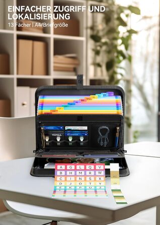 Папка для документів ABC life A4 для важливих документів, вогнетривкий футляр для документів A4 з 13 відділеннями та ручкою, папка-гармошка для сертифікатів, органайзер для проїзних документів, паспорта, чеків