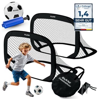 Висувні футбольні ворота для дітей, набір з 2 шт. - складані з м&39ячем та насосом, на 50 менші легке складання, міні-футбольні ворота, ворота, футбольні ворота для саду, дитячі футбольні ворота, чорні футбольні ворота