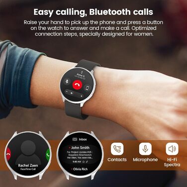 Жіночий смарт-годинник із функцією телефону, круглий смарт-годинник 1,39 дюйма з SpO2, 24-годинним монітором серцевого ритму, монітором артеріального тиску, монітором сну, фітнес-трекером із понад 120 спортивними режимами та крокоміром для iOS та Android 