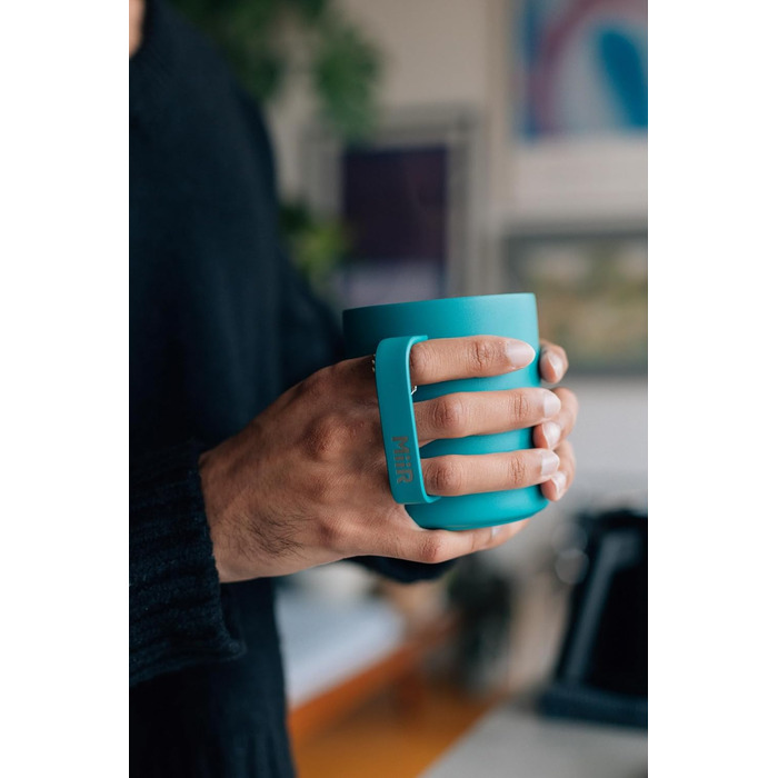 Кемпінгова кружка MiiR, вакуумна ізоляція, бризкозахищена, розсувна кришка, що щільно прилягає, конструкція з нержавіючої сталі, колір Coastal Teal, 340 мл (12 унцій)