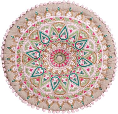 Круглий бавовняний пуф/табурет -1- ø 50 см з наповнювачем Подушка на підлогу/Подушка на сидіння/Східний стиль Вишитий пуф/Підніжжя/Табурет як східний декор