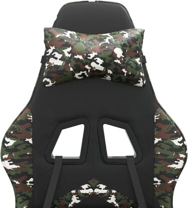 Зручне ігрове крісло зі шкіряним підкладом та підставкою для ніг, чорне/камуфляжне, 57,5x59,5x121-131 см - Для ігор та домашнього офісу. Ігрове крісло. Модель 349614.