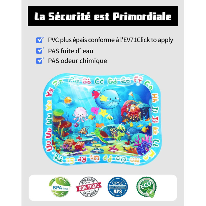 Водний килимок Дитячий водний ігровий килимок BPA Free 95 x 76 см великий водний ігровий килимок для дитини від 3, 6, 9 до 24 місяців, Aqua Mat Baby Sensory Montessori Baby Toy Time Livemy Time, килимок для повзання