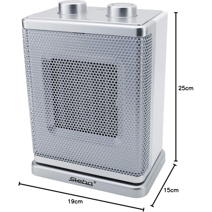 Керамічний вентилятор-обігрівач 30 м Біло-сріблястий 1800 Вт Вентилятор-обігрівач Керамічні нагрівальні елементи, 4