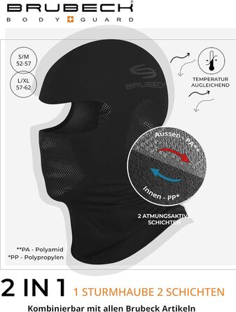 Унісекс-каркас BRUBECK Балаклава Функціональний Мериносова вовна Багатофункціональний шарф Шарф на шию Шарф на шию, розмір S, чорний