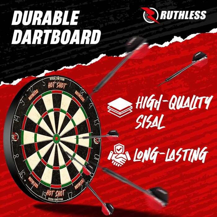 Центр дартсу Ruthless Home Повний комплект домашнього центру дартсу, включаючи шафу, мішень для дартсу та 2 набори дартсу Cobra