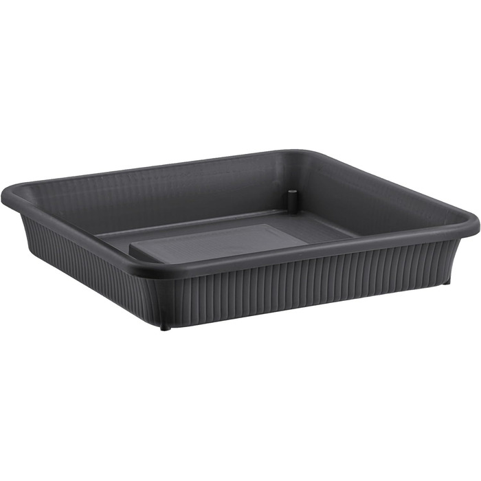 Кашпо BURI XL 48x48 см, великий квітковий горщик Горщик для рослин з резервуаром для води та блюдцем 30-літровий квітковий горщик для використання в приміщенні та на вулиці, антрацитового кольору УФ-стійкий, морозостійкий, надзвичайно міцний, антрацитовий