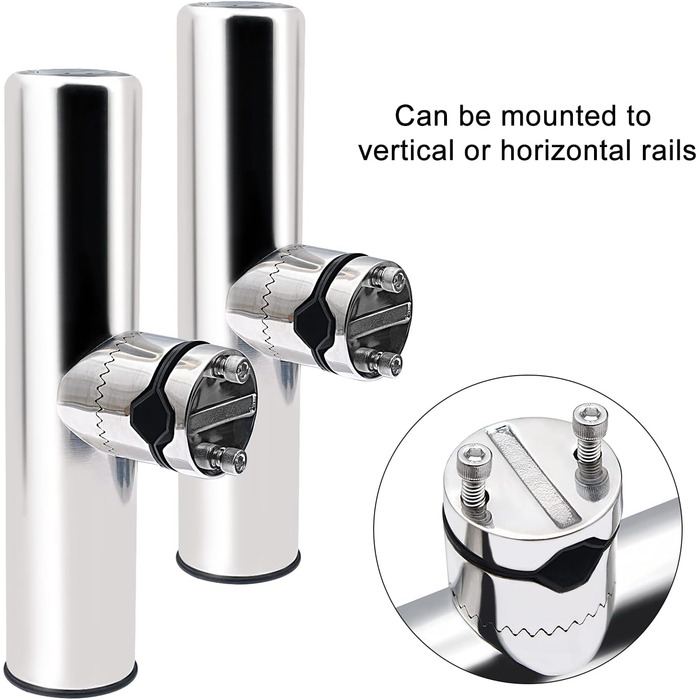 Тримач для вудки Geloo з нержавіючої сталі, для кріплення на регульовані тримачі для вудки на рейках, кріплення з нержавіючої сталі, для човнів, рейок яхт, від 22 мм до 26 мм (A)