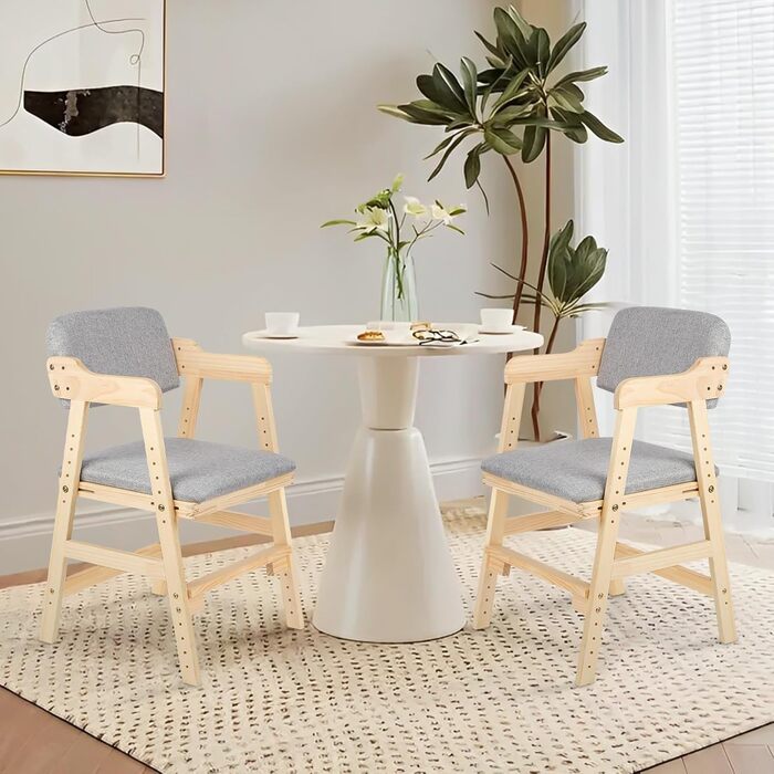 Обідній стілець OHMG зі спинкою та підлокітниками, сучасний кухонний стілець, крісло, дерев&39яний дитячий стільчик, крісло-реклайнер, стілець для вітальні, регульована спинка, базовий дитячий стільчик (1, сірий) 1 сірий