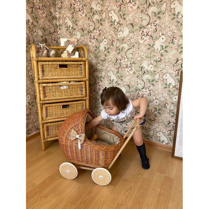 Плетені коляски для ляльок з постільною білизною ідеальна ідея для подарунка плетені коляски для ляльок красива іграшка з лози пле