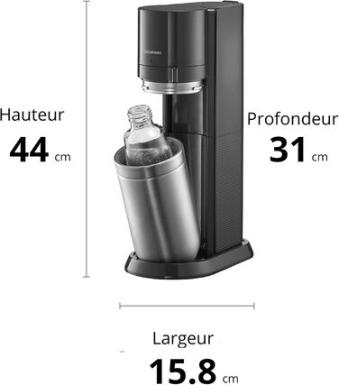 Пакет SodaStream Soda maker DUO з циліндром CO2 Quick-Connect, 2 шт. скляною пляшкою 1 л і пластиковою пляшкою 1 л, яку можна мити в посудомийній машині, висота 44 см, колір титан