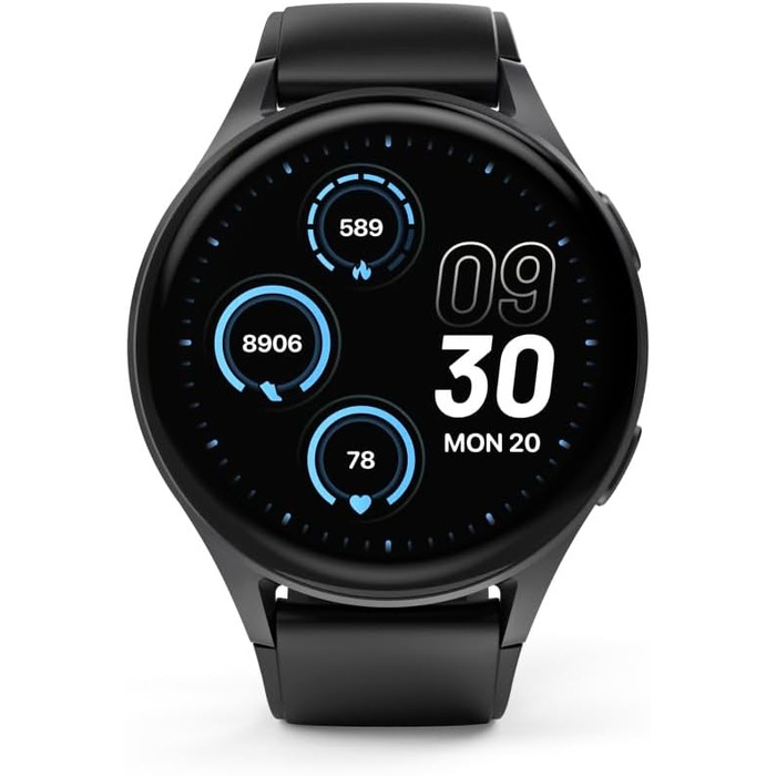 Розумний годинник Hama 8900 з GPS, водонепроникний IP68, функція телефону (сенсорний AMOLED-дисплей, голосове керування, спортивні режими, трекер сну, пульсометр, WhatsApp, годинник для бігу, пульсометр, фітнес-годинник) чорний