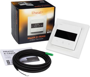 Кімнатний термостат Heatit Z-TRM6 Z-Wave Plus з EXT. Датчик для теплої підлоги електричний і водяний, ІЧ нагрів, колір білий RAL 9003