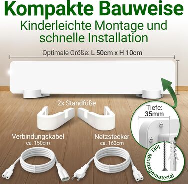 Протипліснявий обігрівач зі спеціальною інфрачервоною захисною мембраною - Знищує плісняву особливо енергоефективним та безхімічним способом на стінах, шпалерах, у ванних кімнатах та підвалах - Anti Mold Dry 50 Вт (50x10x1,3 см)