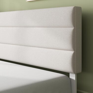 Ліжко Zinus Piper з м&39якою поверхнею 140x200 см з узголів&39ям - Високе ліжко 30 см 140x200 з дерев&39яною рейковою основою - Компактне пакування та легке складання - Кремово-білий 140200 см