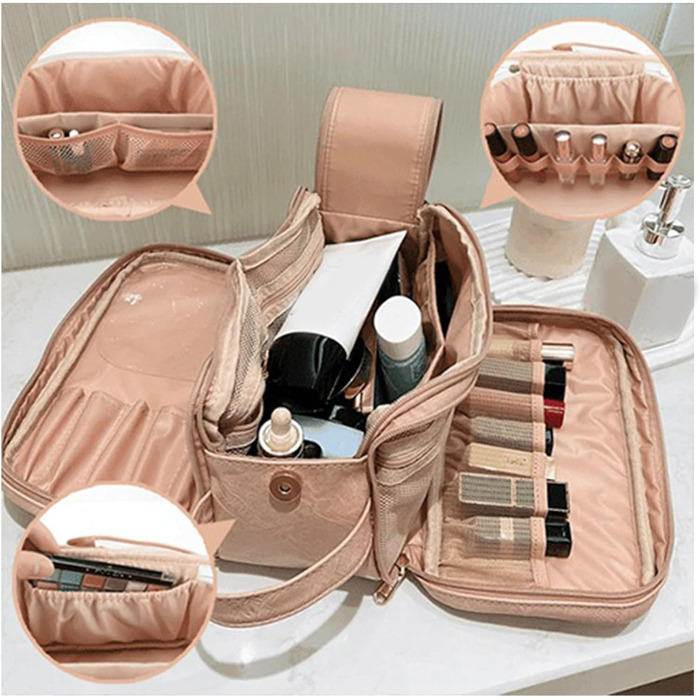 Косметичка Luxorluxe - Косметичка Luxorluxe великої місткості для подорожей, тришарова сумка для макіяжу з поліуретанової шкіри (ч