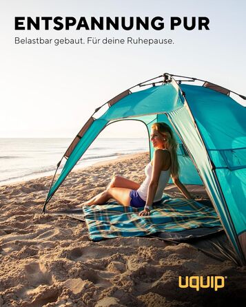 Пляжний намет Uquip Buzzy Boulder 150 x 110 x 215 см Пляжний намет UPF 50 для захисту від сонця, вітру та дощу Портативний пляжний намет із системою швидкого складання Ідеально підходить для пляжу, кемпінгу та пікніків