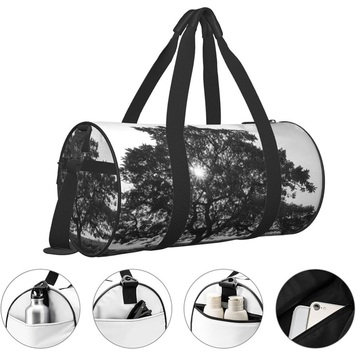 Спортивна сумка, дорожня сумка, сумка для подорожей, сумка з принтом дерева, сумка на ніч, чорна, універсальний розмір