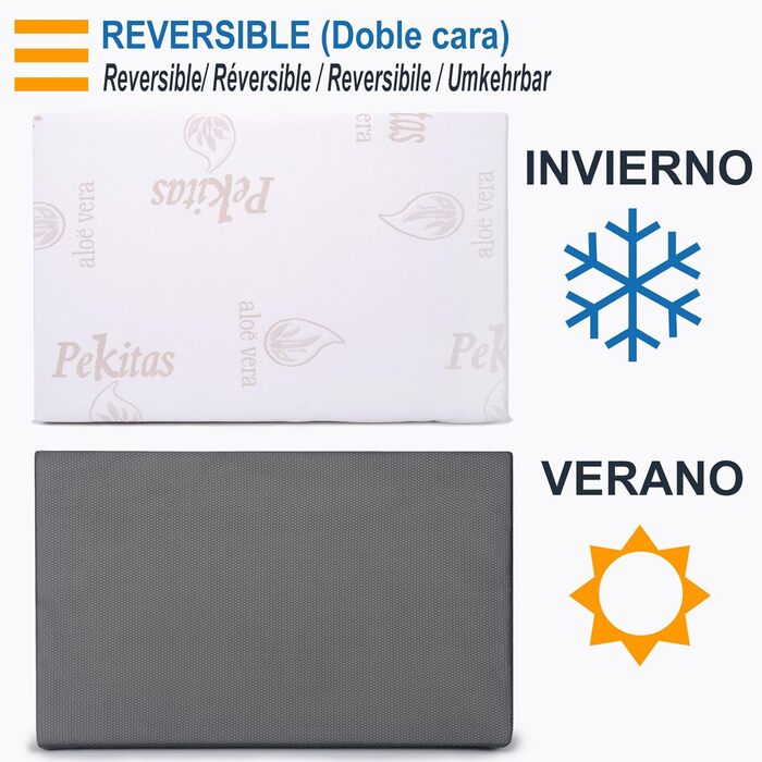 Дитячий матрац-колиска PEKITAS 50 x 90 см, товщина 10 см, гібридний, двосторонній, знімний чохол, можна прати, жорсткий, дихаючий, захист від задухи, дитяче ліжко, дитяче ліжко 50x90x10 см