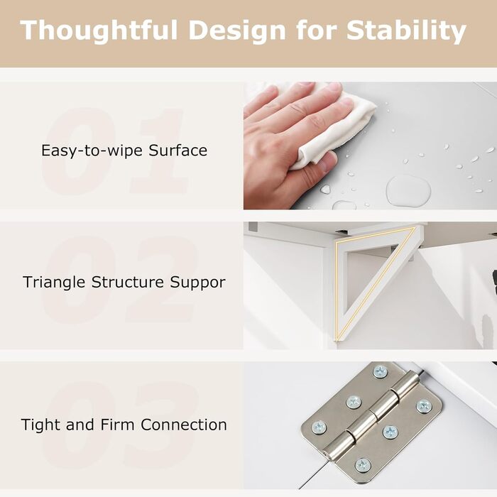 Настінний розкладний стіл FANTASK, плаваючий стіл, розкладний настінний стіл, компактний кухонний стіл для кухні, їдальні, кабінету (білий)