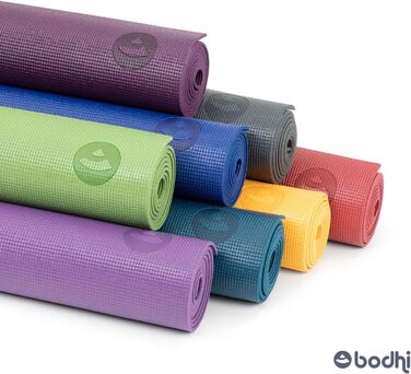 Килимок для йоги Bodhi Asana Універсальний килимок для вправ Нетоксичний та миється Килимок з ПВХ Фітнес-килимок для йоги, пілатесу та гімнастики Нековзний для вашої практики йоги Товщина 4,5 мм, колір бензин