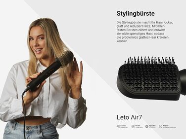 В 1 фен, фен, щітка для гарячого повітря, щітка для фена, кругла щітка для фена, плойка, самоочищення, двигун BLDC потужністю 1400