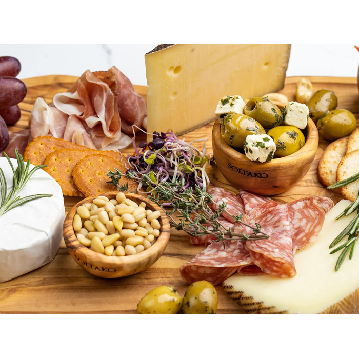 Високоякісні міні-миски для занурення з ексклюзивного оливкового дерева - соусниці - маленька середземноморська миска для оливок і