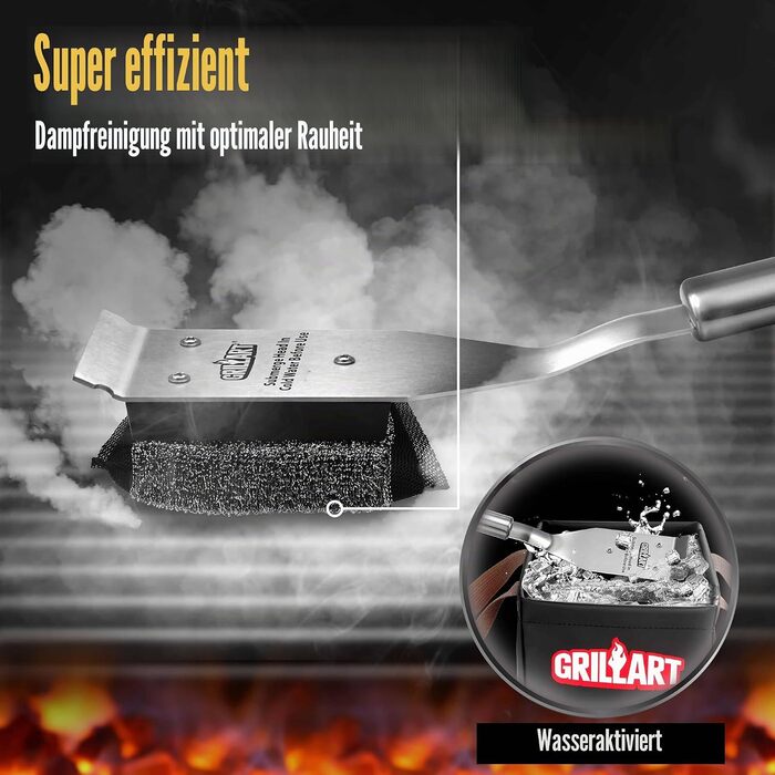 Набір для чищення гриля GRILLART SteamWizards безпечна щітка без щетинок з wymienною головкою та скребком, аксесуари для догляду за BBQ, ідеальний подарунок