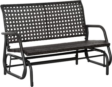 Лавка-гойдалка Outsunny Poly Rattan 70 x 120 x 84 см 2-місна зі спинкою для саду темно-сірий