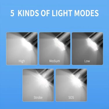 Акумуляторний ліхтарик SuperFire, 1000 люмен, світлодіодний, промінь зі змінним масштабуванням, 5 режимів освітлення, корпус з алюмінієвого сплаву, дальність 1000 м, прожектор та точковий ліхтарик для кемпінгу