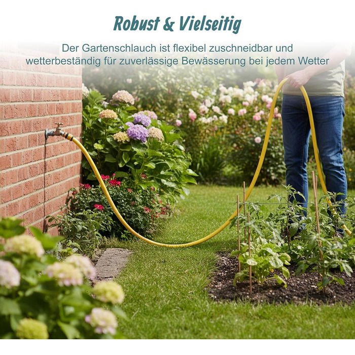 Шланг садовий Relaxdays, різної довжини, універсальний водопровідний шланг 1/2, стійкий до УФ-випромінювання та погодних умов, PP, жовтий 50 м