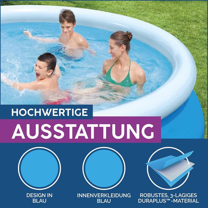 Басейн Bestway Fast Set, без насоса, синій, 366 x 76 см, без аксесуарів, продається окремо