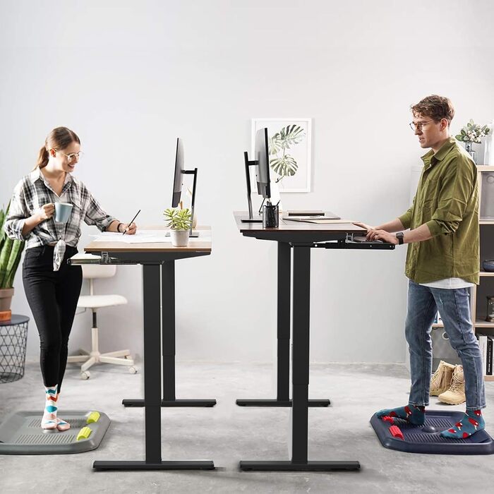 Стіл Flamaker з регульованою висотою, 2 двигунами та вантажопідйомністю 100 кг, каркас столу з електричним регулюванням висоти, ніжки столу з регульованою висотою та коробкою для кабельного управління, стіл на колесах (чорний)
