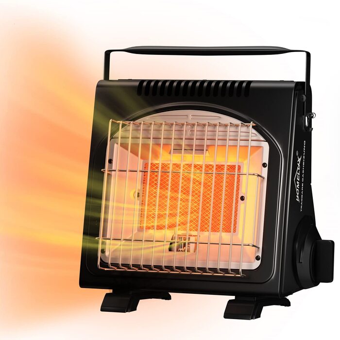 Газовий обігрівач HOMELUX потужністю 1,7 кВт для використання на вулиці, газовий обігрівач для кемпінгу, обігрівач без електрики, газовий обігрівач для патіо, кемпінговий обігрівач, радіаційний обігрівач