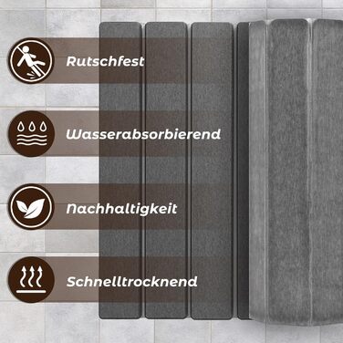 Кам&39яний килимок для ванної 60 x 40 см - Нековзний діатомовий килимок для ванної, водопоглинаючий кам&39яний килимок для ванної (сірий, 60 x 40 см)