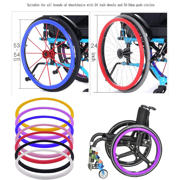 Дюйми - Чохли для рук для інвалідних візків, нековзкі/зносостійкі силіконові захисні чохли з великим колесом / 2 шт. фіолетовий, 24