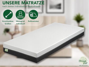 Матрац DREAMSTAR Sky Flex Duo H2/H3 з холодної піни з гелевим шаром Висота 18 см Ергономічний 7-зонний матрац Сертифіковано Oeko-Tex Гіпоалергенний та антибактеріальний Висота 80 x 200 см 18 см 80 x 200 см