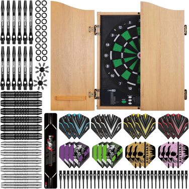 Електронна мішень для дартсу CyeeLife з дерев&39яним корпусом, електронний автомат для дартсу, мішень для дартсу з 34 іграми та 355 варіаціями, режим для 8 гравців, світлодіодний дисплей, німецький голос, стандартний колір