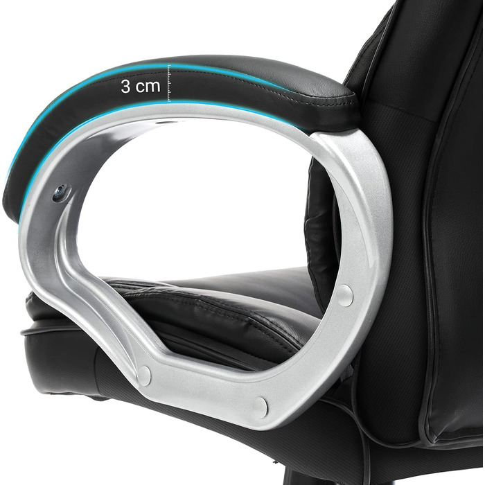 Офісне крісло SONGMICS, крісло керівника, обертове крісло, комп&39ютерне крісло, сертифіковане SGS EN12520, регульована висота, м&39яке, чорне OBG24B, 53 x 50 x (114-124) см