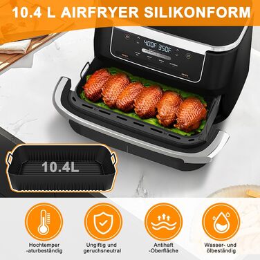 Аксесуари для фритюрниці Ninja Foodi Flexdrawer AF500 10.4 л, силіконова форма для аксесуарів для фритюрниці, аксесуари для фритюрниці з силіконовою вставкою для двозонної фритюрниці (110.4 л і 25.2 л)