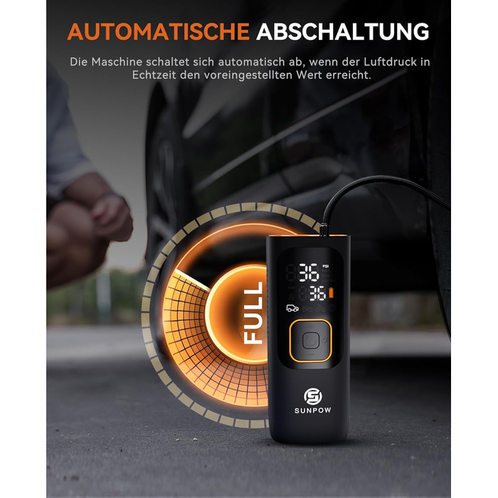 Електричний повітряний насос SUNPOW, портативний міні-компресор з акумулятором 7500mAh, портативний повітряний компресор 160PSI, п