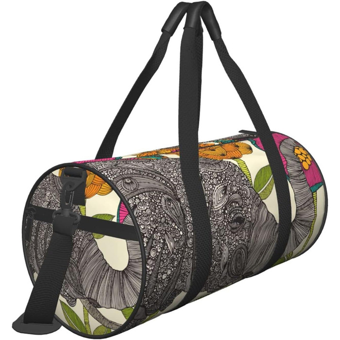 Дорожня сумка-циліндр з квітковим слоном, спортивна сумка для чоловіків та жінок, сумка-мішок, спортивна сумка